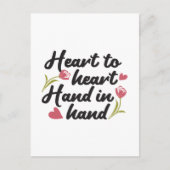 Hart tot Hart, Hand in Hand - Romantische Quote Briefkaart (Voorkant)