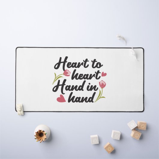 Hart tot Hart, Hand tot Hand - Romantisch Quote Bureaumat (Kindertafel)
