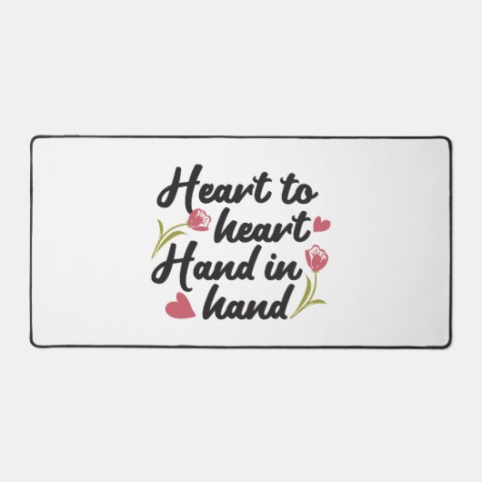 Hart tot Hart, Hand tot Hand - Romantisch Quote Bureaumat (Voorkant)