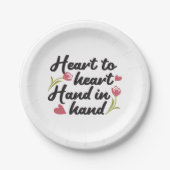 Hart tot Hart, Hand tot Hand - Romantisch Quote Papieren Bordje (Voorkant)