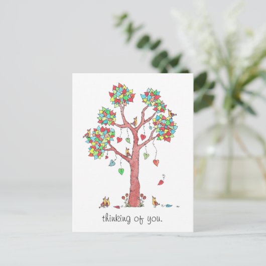 Hart Tree Denking of You Briefkaart (Staand voorkant)