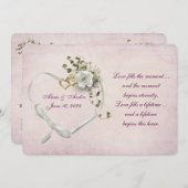 Hart trouwringen en lint kaart (Voorkant / Achterkant)