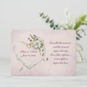 Hart trouwringen en lint kaart (Staand voorkant)