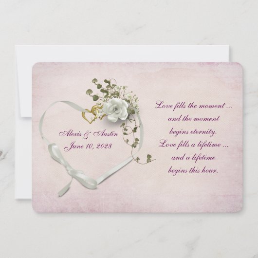 Hart trouwringen en lint kaart (Voorkant)