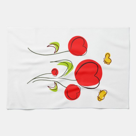 Hart Tulpen Keuken Handdoek (Horizontaal)