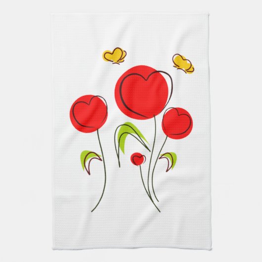 Hart Tulpen Keuken Handdoek (Verticaal)