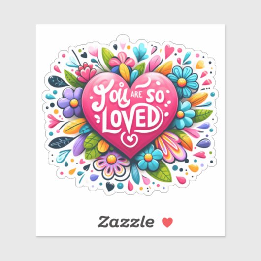 Hart tussen bloemen inspireert liefde sticker (Vel)