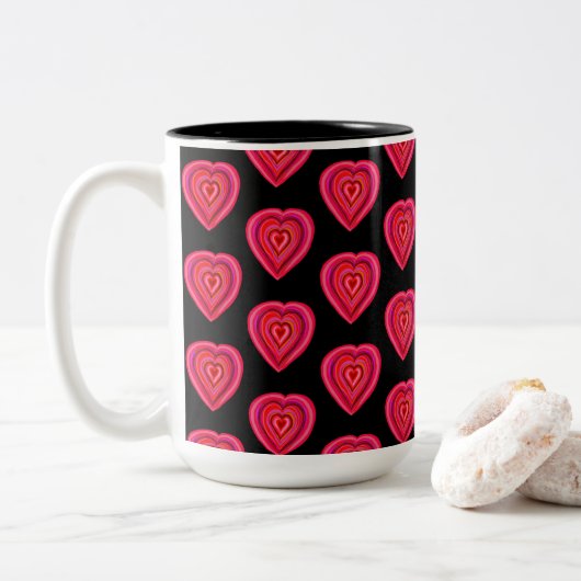hart tweekleurige koffiemok (Met donut)