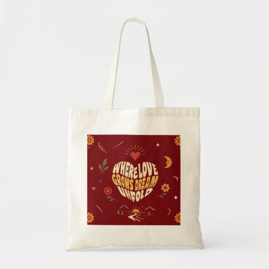 Hart Typography Romantische Boho Tote Tas Cadeau (Voorkant)