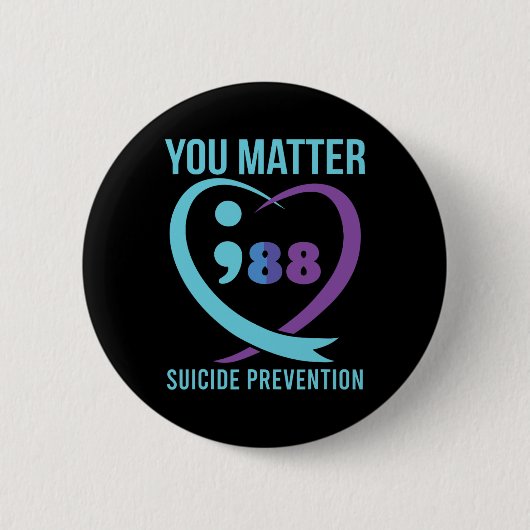 Hart U Probleem 988 Zelfmoordpreventie Bewustzijn Ronde Button 5,7 Cm (Voorkant)