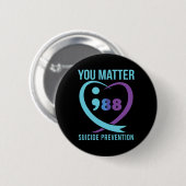 Hart U Probleem 988 Zelfmoordpreventie Bewustzijn Ronde Button 5,7 Cm (Voorkant /achterkant)