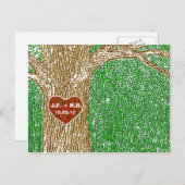 Hart uitgehouwen in boom aankondigingskaart (Voorkant / Achterkant)