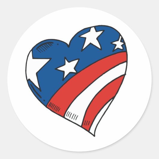 Hart USA Vlag Tshirts en geschenken Ronde Sticker (Voorkant)