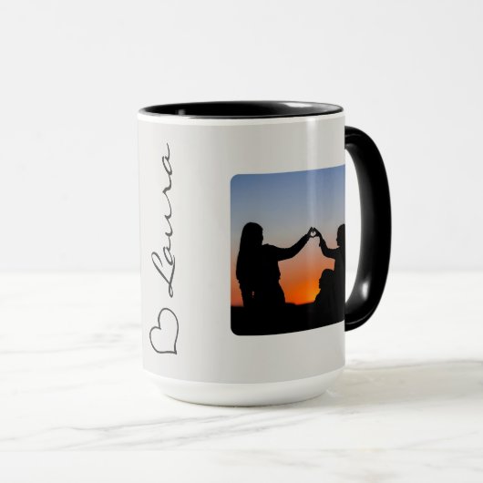 Hart Uw Naam Foto Script Aangepaste Geschenk Mok (Voorkant rechts)