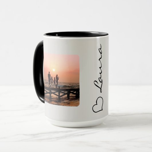 Hart Uw Naam Foto Script Aangepaste Geschenk Mok (Voorkant links)