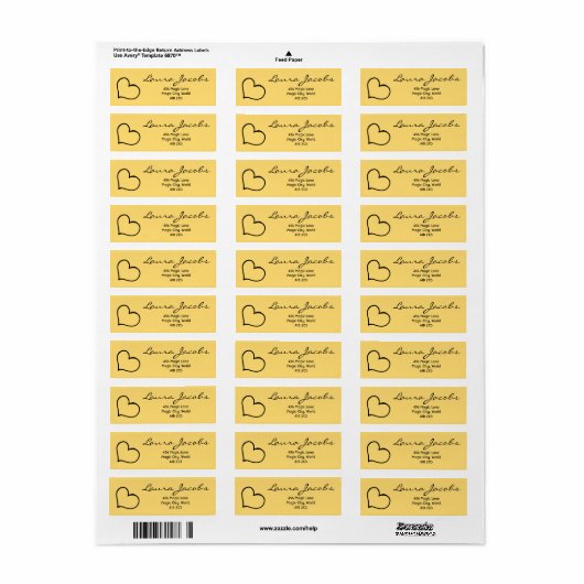 Hart uw naam script aangepaste geschenk adreslabel etiket (Full Sheet)
