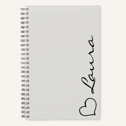 Hart Uw Naam Script Aangepaste Geschenk Notitieboe Notitieboek (Voorkant)