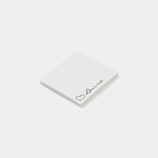 Hart uw naam script aangepaste geschenk plakbriefj post-it® notes (Schuin)