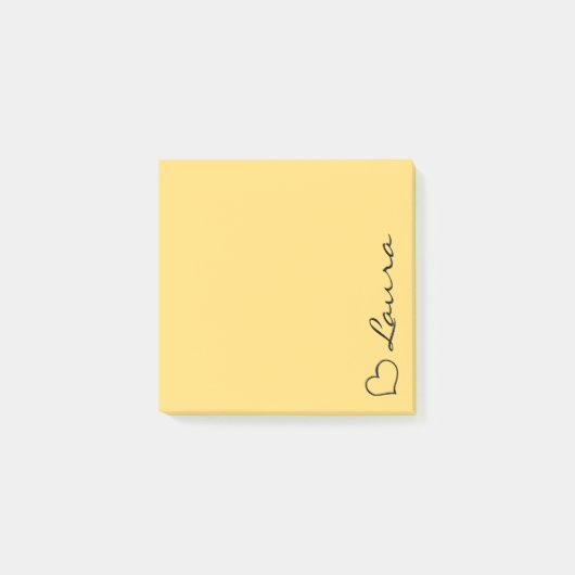 Hart uw naam script aangepaste geschenk plakbriefj post-it® notes (Voorkant)