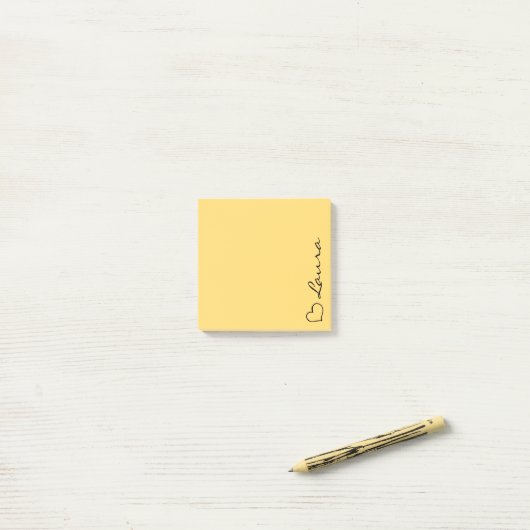 Hart uw naam script aangepaste geschenk plakbriefj post-it® notes (Op bureau)