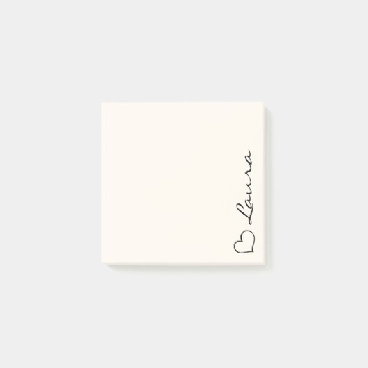 Hart uw naam script aangepaste geschenk plakbriefj post-it® notes (Voorkant)