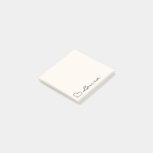 Hart uw naam script aangepaste geschenk plakbriefj post-it® notes (Schuin)