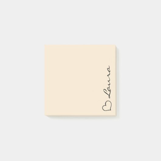 Hart uw naam script aangepaste geschenk plakbriefj post-it® notes (Voorkant)
