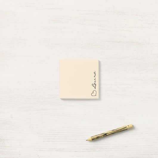 Hart uw naam script aangepaste geschenk plakbriefj post-it® notes (Op bureau)