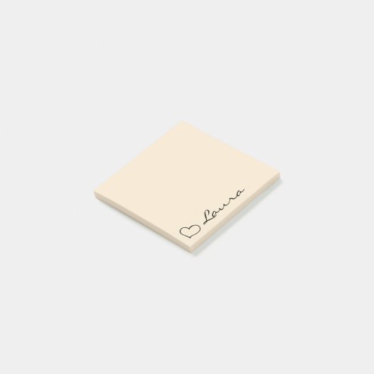 Hart uw naam script aangepaste geschenk plakbriefj post-it® notes (Schuin)