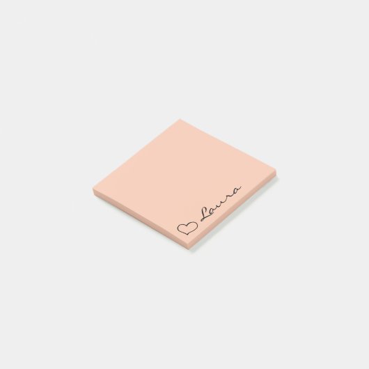 Hart uw naam script aangepaste geschenk plakbriefj post-it® notes (Schuin)