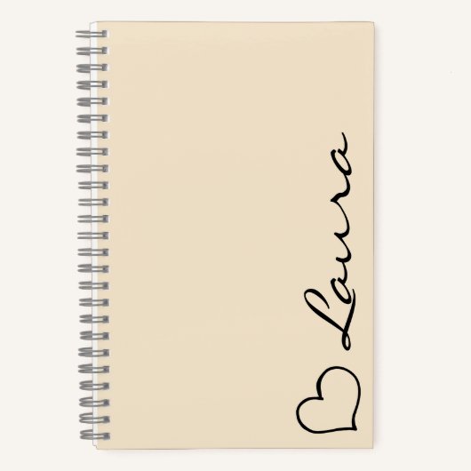 Hart Uw Naam Script Op Maat Gemaakte Geschenk Noti Notitieboek (Voorkant)