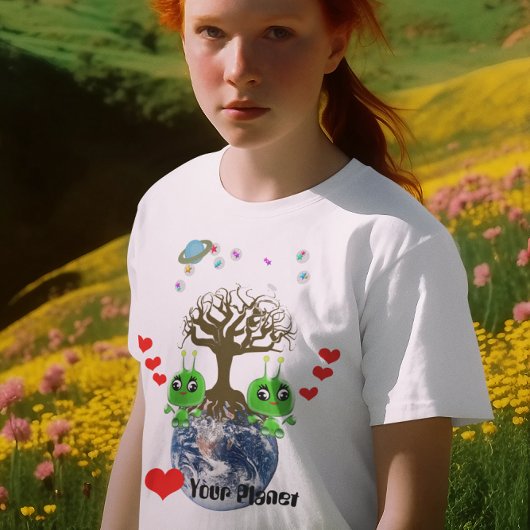 Hart uw planeet! Alien Gel Babies Teken T-shirt