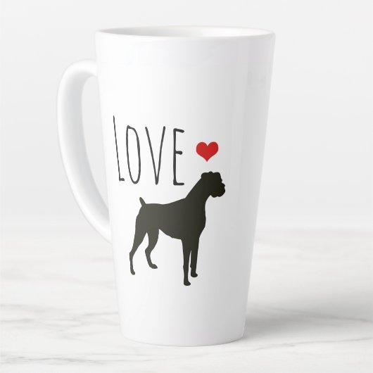 Hart Valentijn | Love Boxer Dogs Latte Mok (Linkerhoek)
