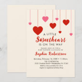 Hart Valentijn Rood Roze Baby shower Party Kaart (Voorkant / Achterkant)