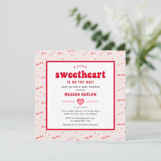 Hart Valentijnsdag Februari Baby Shower Kaart (Staand voorkant)