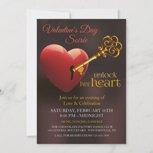 Hart Valentijnsdag party openen Kaart (Voorkant)