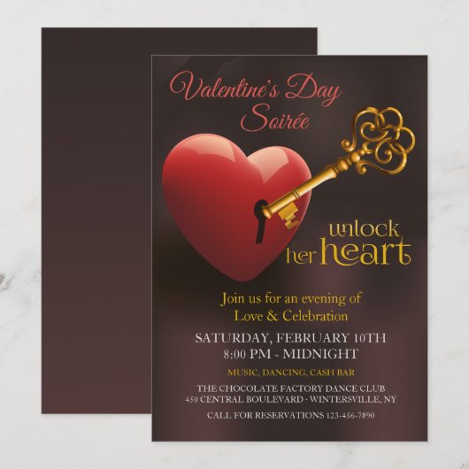 Hart Valentijnsdag party openen Kaart (Voorkant / Achterkant)