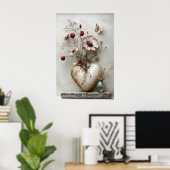 Hart Valentijnsdag print, Bloemen Romantische Boho Poster (Thuiskantoor)
