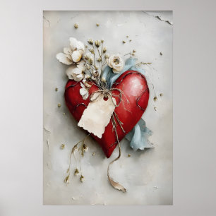 Hart Valentijnsdag print, Lente Muurkunst Poster