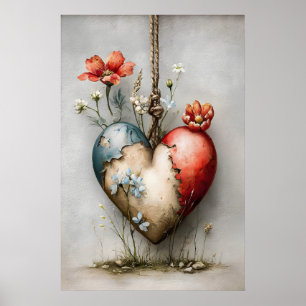 Hart Valentijnsdag print, Lente Muurkunst Poster