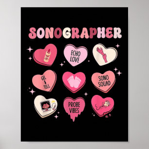 Hart Valentijnsdag Sonograaf Echografie Techno Poster
