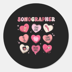 Hart Valentijnsdag Sonograaf Echografie Techno Ronde Sticker
