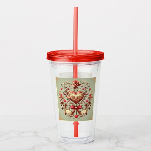  hart Valentijnsdag xoxo Acryl Drinkbeker (Voorkant)