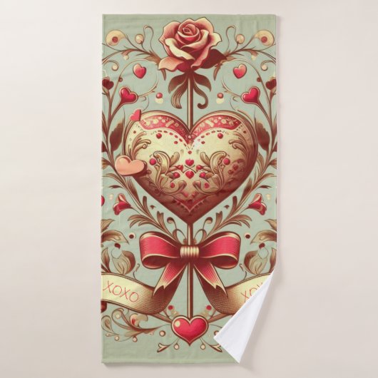  hart Valentijnsdag xoxo Badhanddoek (Badhanddoek)