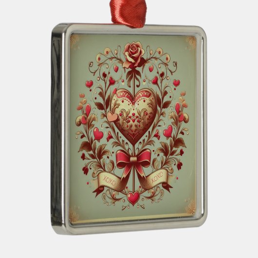 hart Valentijnsdag xoxo Metalen Ornament (Rechts)