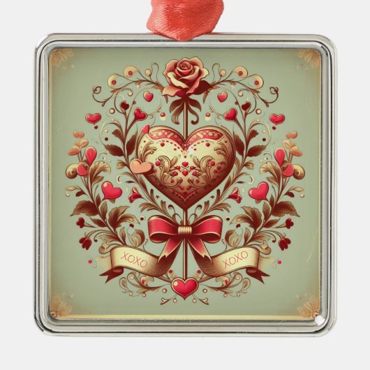  hart Valentijnsdag xoxo Metalen Ornament (Voorkant)