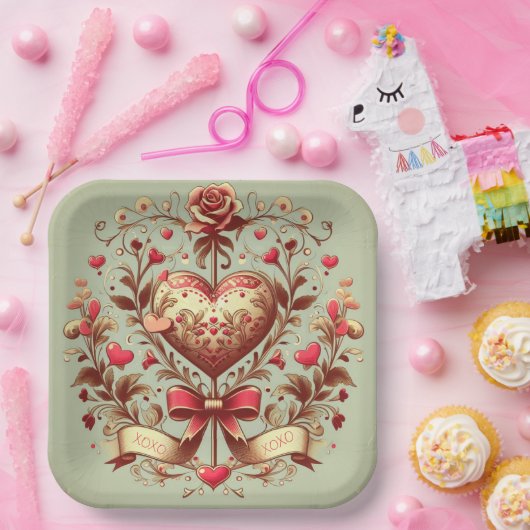  hart Valentijnsdag xoxo Papieren Bordje (Feest)