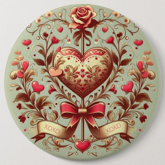  hart Valentijnsdag xoxo Ronde Button 6,0 Cm (Voorkant)