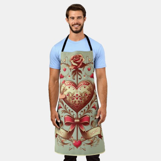  hart Valentijnsdag xoxo Schort (Gedragen)