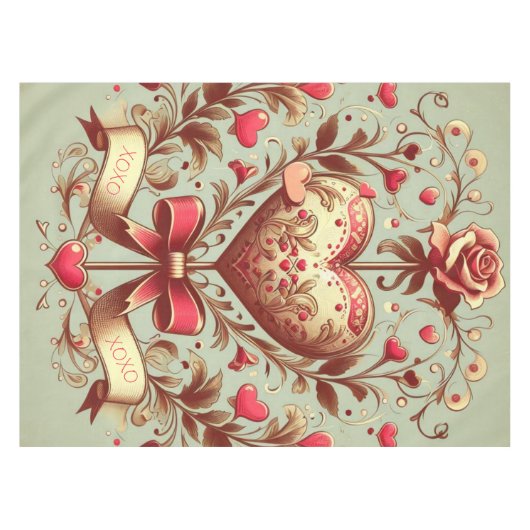  hart Valentijnsdag xoxo Tafelkleed (Voorkant (Horizontaal))